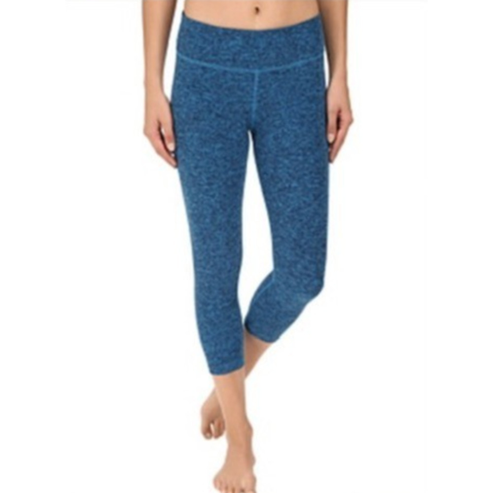 Beyond Yoga Spacedye Capri Leggings Large Blue Teal Black Heather Gym Sports
